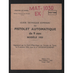 Guide technique sommaire du pistolet automatique de 9 mm (modèle 1950)