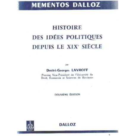 Histoire des idées politiques depuis le XIX° siecle