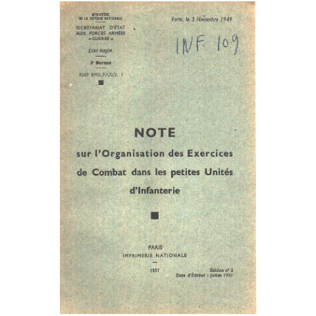 Note sur l'organisation des exercices de combat dans les petites...