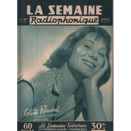 La semaine radiophonique 30 decembre 1956