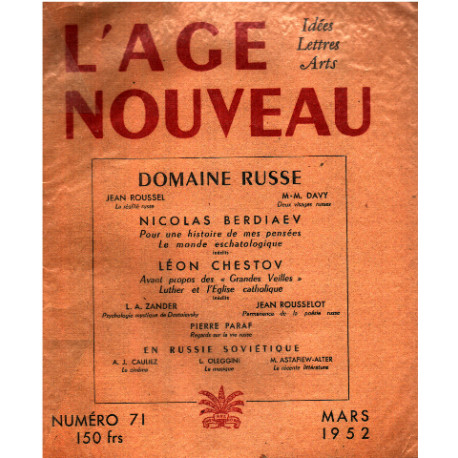 L'age nouveau n° 71 / domaine russe