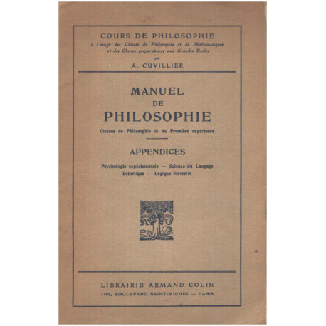 Manuel de philosophie / appendices