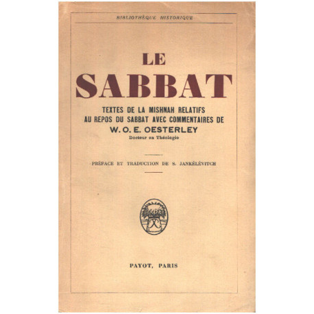 Le sabbat / texte de la Mishnah relatits au repos du sabbat avec...