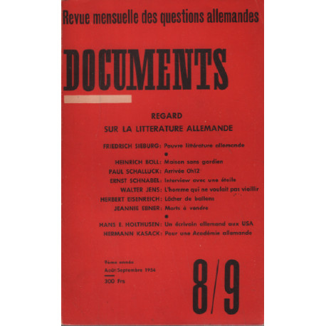 Revue mensuelle des questions allemandes / documents n° 8-9 /...