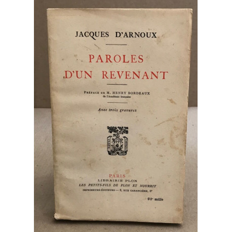 Paroles d'un revenant / trois gravures h-t