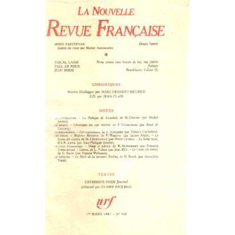 La nouvelle revue francaise n° 410 / EO numerotée sur velin ( n° 6 )