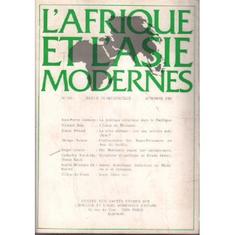 L' afrique et l 'asie modernes n° 150