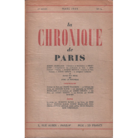 La chronique de paris n° 5