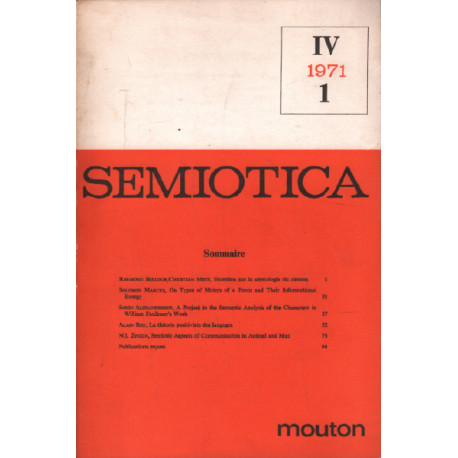 Revue semiotica IV - 1 / entretien sur la sémiologie du cinéma