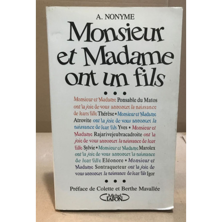 Monsieur et Madame ont un fils Tome 1: Monsieur et Madame ont un fils