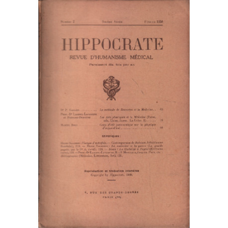 Hippocrate revue d'humanisme médical n° 2 / 1938 / gallois : la...