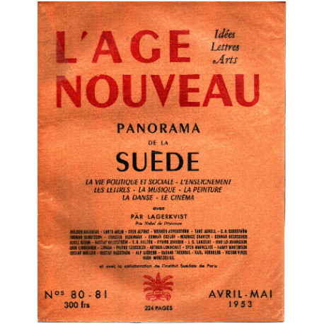 L'age nouveau n° 80-81 / panorama de la suede