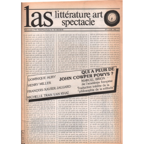 Las / litterature art spectacle n° 2 / qui a peur de john cowper powys