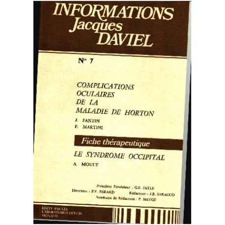 Informations jacques daviel n° 7 / complications oculaires de la...