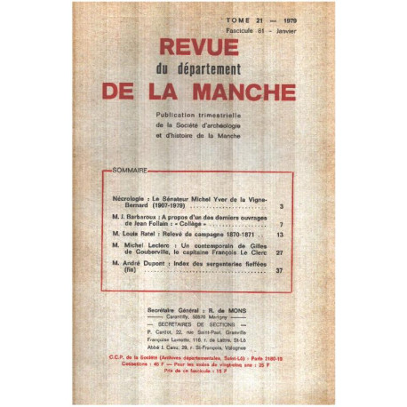 Revue du departement de la manche / tome 21 / fascicule 81 /