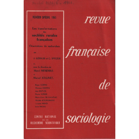 Revue française de sociologie/ numero special 1965 : les...