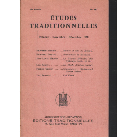 Etudes traditionnelles n° 462 / ocotobre-novembre-decembre 1978