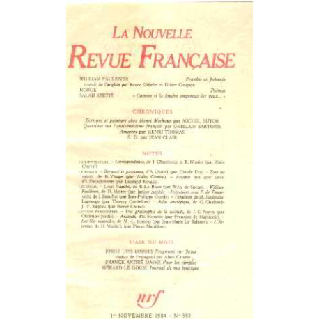 La nouvelle revue francaise n° 382 / EO numerotée sur velin ( n° 6 )