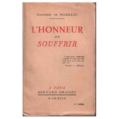 L'honneur de souffrir