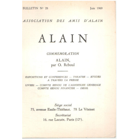 Association des amis d'alain n° 28 / commémoration alain par O. Reboul