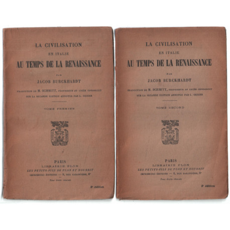 La civilisations en Italie au temps de la renaissance / 2 tomes