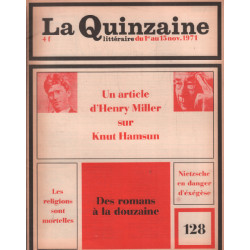 La quinzaine litteraire n° 128 / un article d'hnry miller sur knut...