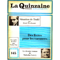 La quinzaine litteraire n° 145 / situation de trakl par henri...