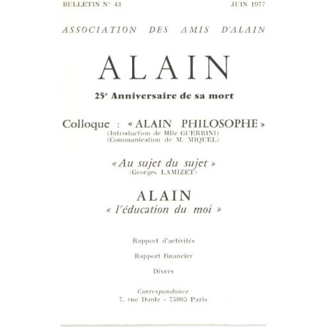 Association des amis d'alain n° 43 / alain 25° anniversaire de sa...