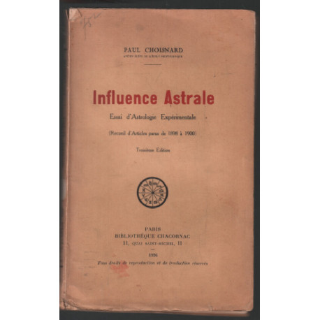 Influence astrale : essai d'astrologie expérimentale