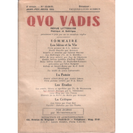 Revue litteraire quo vadis n° 53-54-55