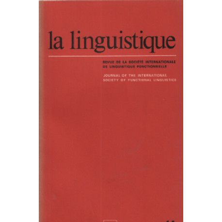 La linguistique / volume 14 fascicule 1