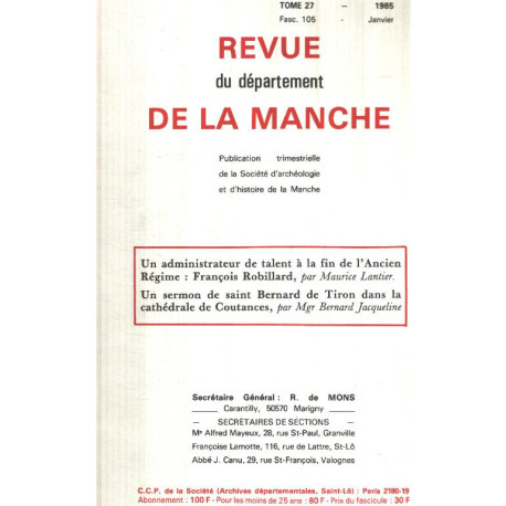 Revue du departement de la manche / tome 27 / fascicule 105 / un...