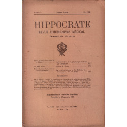 Hippocrate revue d'humanisme médical n° 5 / 1938 /...