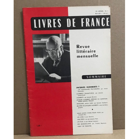 Livres de France Revue littéraire mensuelle/ mars 1963 / numero...