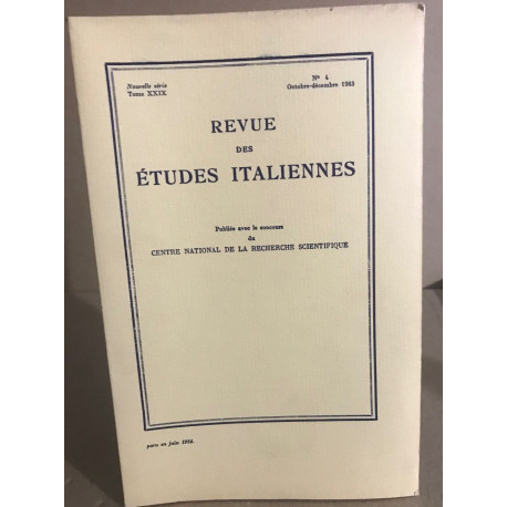 Revue des études italiennes n° 29