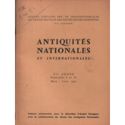 Antiquités nationales et internationales 1962 n° 1 et 2 / sommaire...