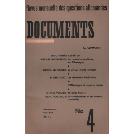 Revue mensuelle des questions allemandes / documents n°4 / la...