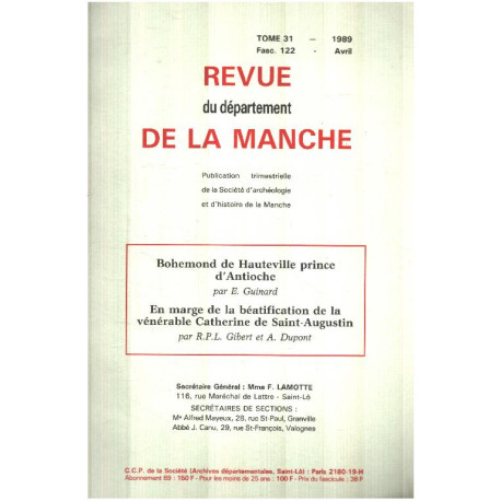 Revue du departement de la manche / tome 31 / fascicule 122 /...