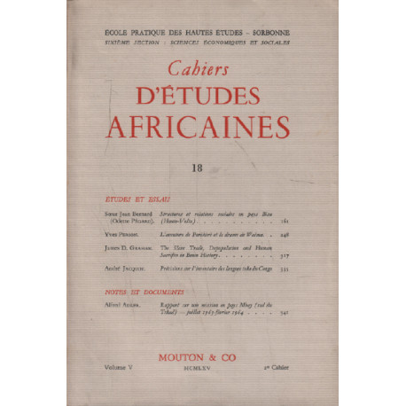 Cahiers d'études africaines n° 18/ person yves : l'aventure de...