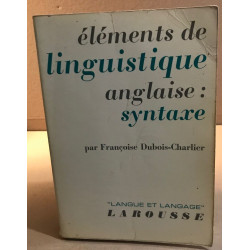 Éléments de linguistique anglaise : syntaxe