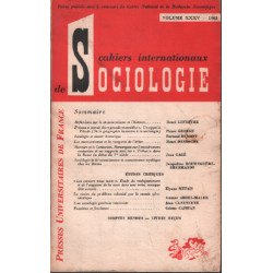 Cahiers internationaux de sociologie volume n ° XXXV