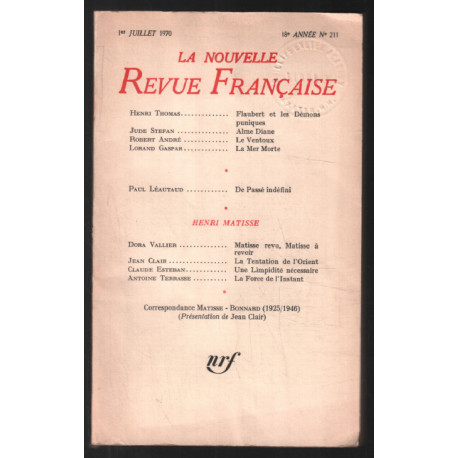 La nouvelle revue francaise n° 211