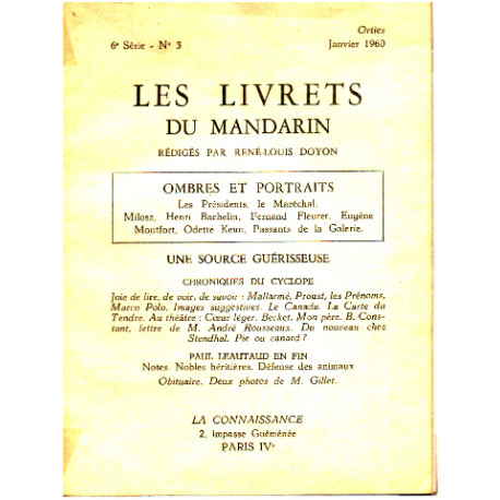 Les livrets du mandarin n° 3 / 6° serie / ombres et portraits