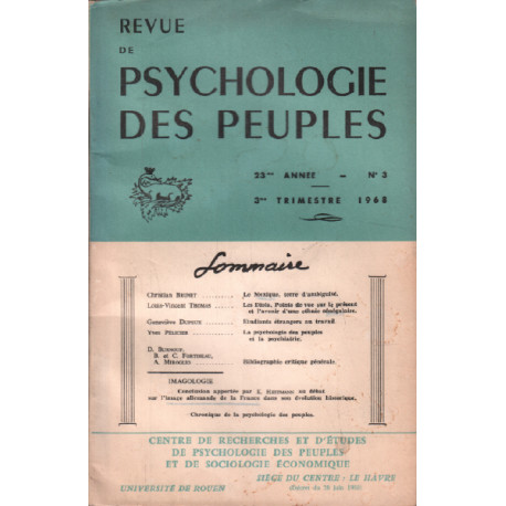 Revue de la psychologie des peuples / n° 3 / 1968