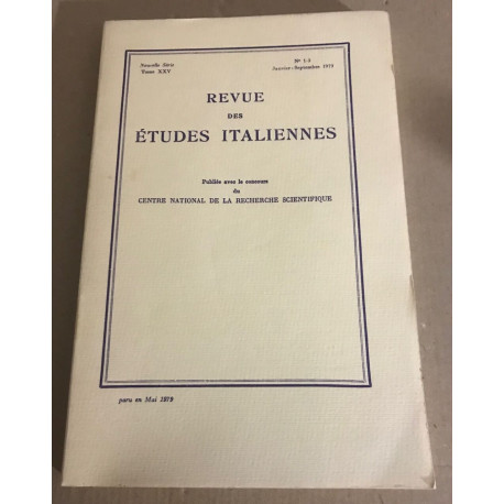 Revue des études italiennes n° 25