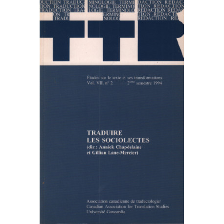 TTR / études sur le texte et ses transformations volume 7 n°2