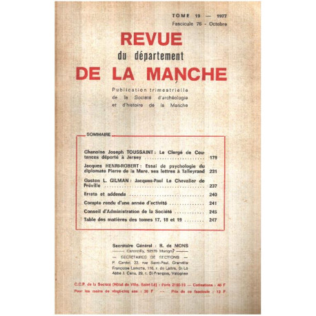 Revue du departement de la manche / tome 19 / fascicule 76