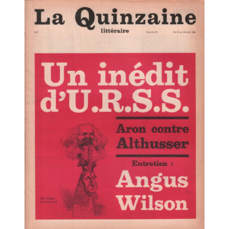 La quinzaine litteraire n° 71 / un inédit d'URSS -aron contre...