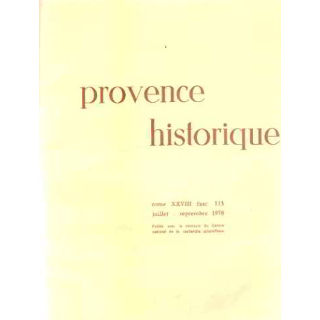 Provence historique tome XXVIII / fascicule 113