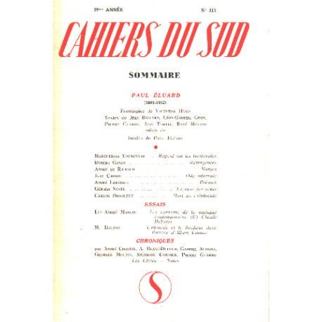 Cahiers du sud n° 315 / paul eluard